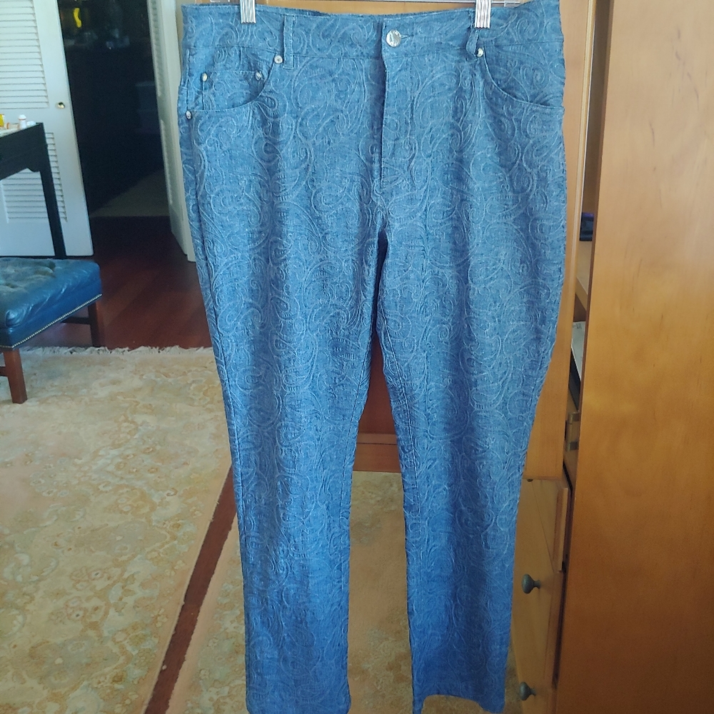 ERIC Jenny Jeans Blue & White Paisley Pattern Jeans Size 12
